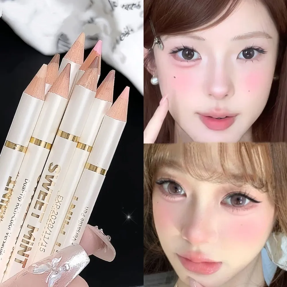 Kétvégű selyemhernyó szemceruza árnyékoló toll 2 az 1-ben Nude Pink Brightening Highlighter Sminkceruza Tartós Vízálló Szemsmink