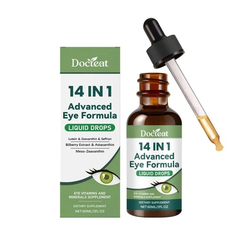 14 σε 1 Eye Formula Liquid Drops – Lutein Zeaxanthin Saffron Astaxanthin Advanced Visual Support Antioxidant Blend 60ml