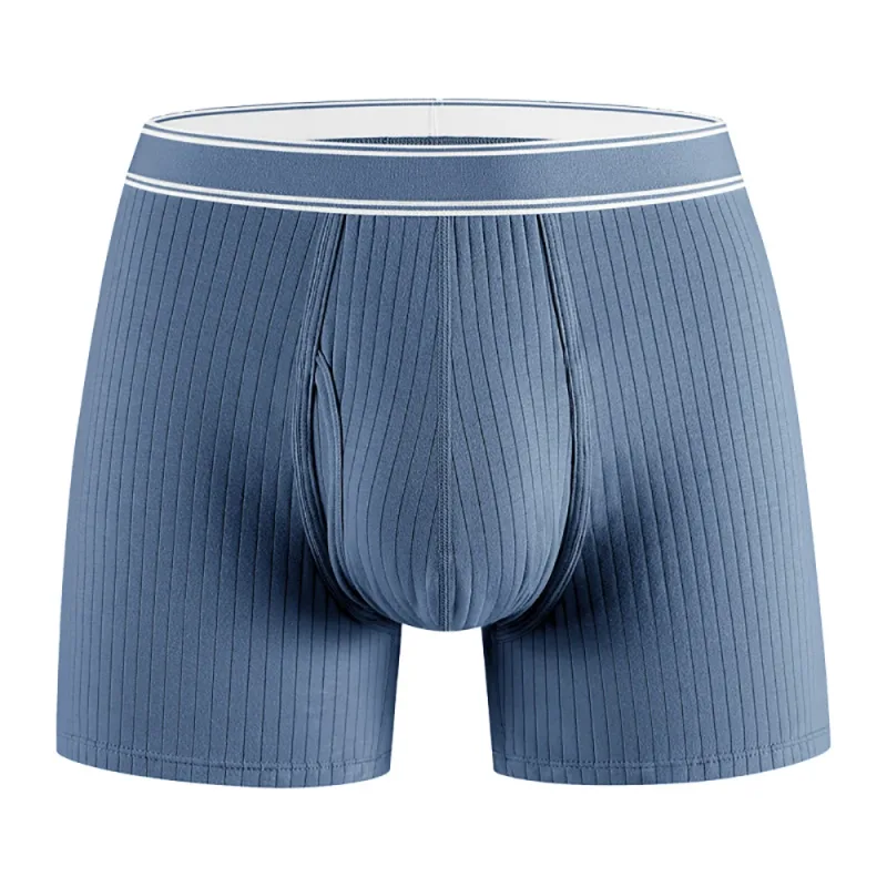 3PCS/Pack 100% Cotton Solid Striped Man Undrewear Lengthen Breathable Fitness Boxers Hombre Crotch Side Opening Men's Underpants