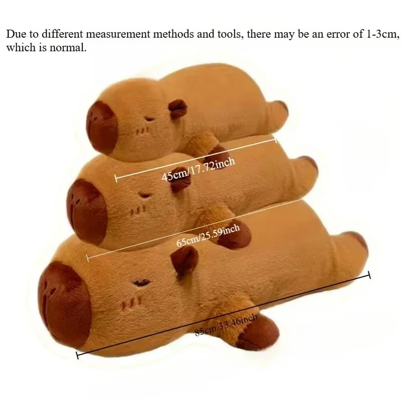 Kawaii Capybara צעצוע קטיפה ממולא Capibara פלאפי בובת ארוכה שינה רכה כרית ספה כרית תנומה צעצועי שינה לחג בית הספר