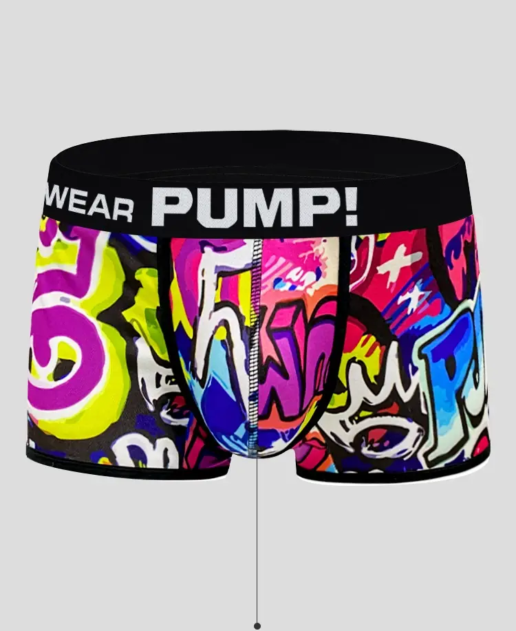 1PCS Men's Cotton Nylon Blend Boxer Briefs All-Over Graffiti Print Wide Elastic Waistband Non-Tight Fashion Sport Underwear
