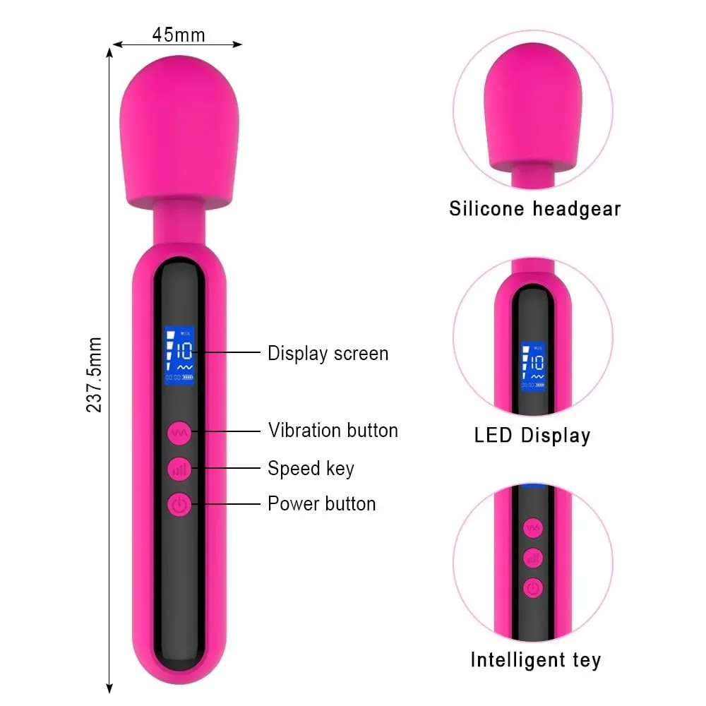 שרביט קסמים עוצמתי AV ויברטור לנשים G Spot Clitoris Stimulator עם תצוגת LED שרירים לעיסוי מכשיר אוננות צעצוע מין למבוגרים — image 3