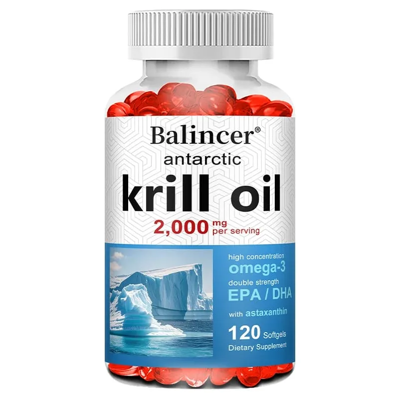 Συμπλήρωμα Antarctic Krill Oil 2000mg 3X Strength Natural Source of Omega-3s EPA 240mg + DHA 160mg + Astaxanthin 800mcg