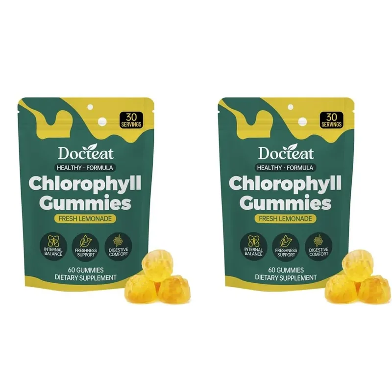 Docteat Chlorophyll Gummies Lemonade Gut Nutrition Balance με πρεβιοτική ινουλίνη και ίνες μήλου Digestive Wellness 60 Gummies — image 8