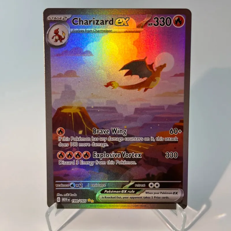 כרטיסי פוקימון 151 PKM PTCG3-D Bulbasaur Squirt Rainbow Gengar לשעבר Holographic Ex GX Rare Collection מתנות צעצועי קרב לתחביבים