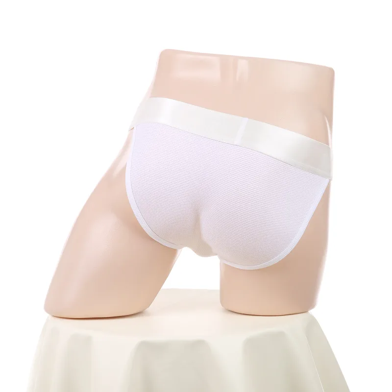 Mesh Underwear Men Sexy Briefs Buckle Bulge Pouch See‑Through Underpants Male Sheer Lingerie Panties
