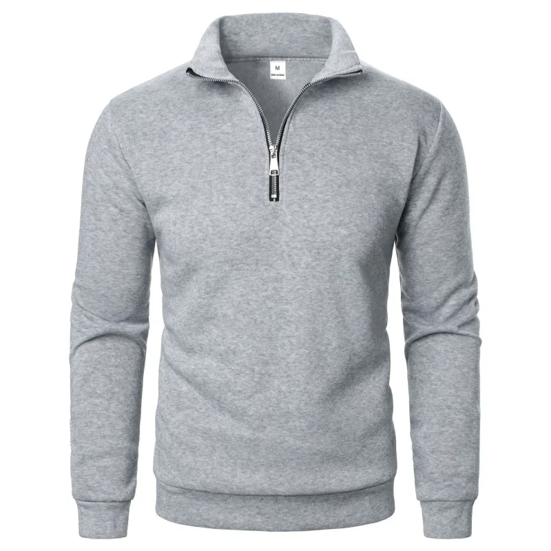 Printemps automne nouveau décontracté demi fermeture éclair col montant sweat tendance Simple mince hommes pull à manches longues hauts hommes sweat