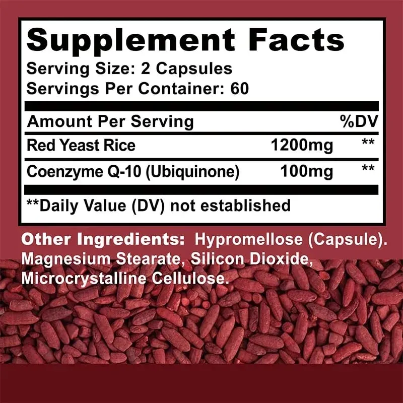 Red Yeast Rice with CoQ10 Supplement - Αντιοξειδωτική υποστήριξη για την ενέργεια και την υγεία της καρδιάς Συμπληρώματα Συμπληρώματα