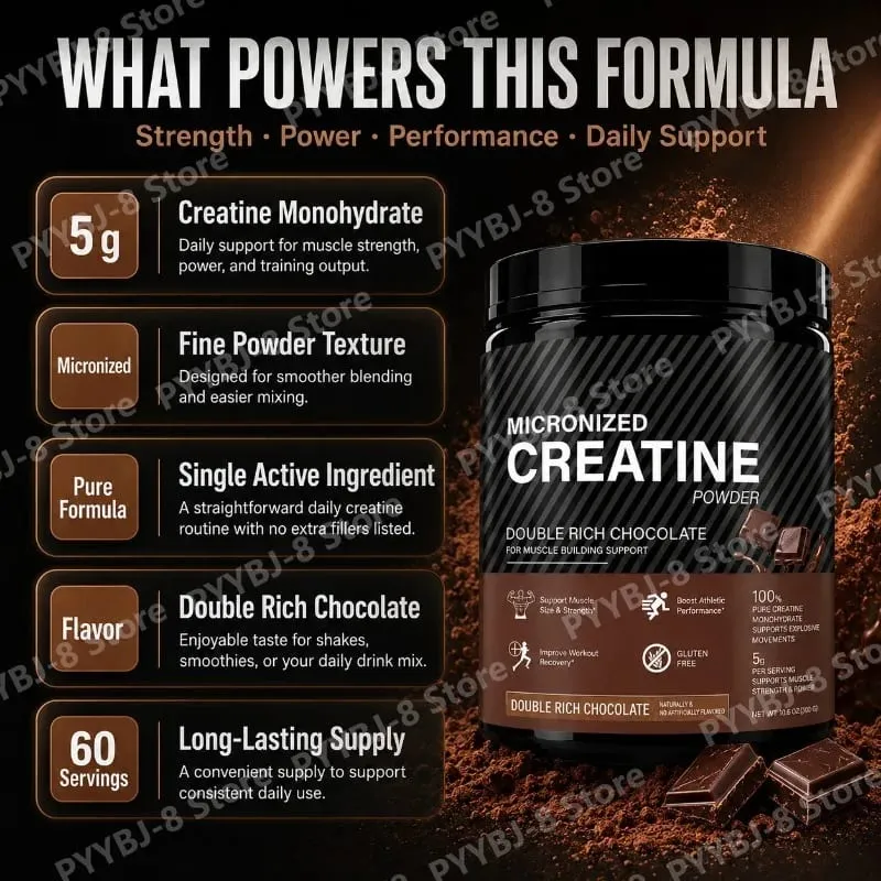 Creatine Monohydrate Powder Chocolate Flavor 10.6 OZ Improve Athletic Performance and Promote Muscle Recovery After Exercise