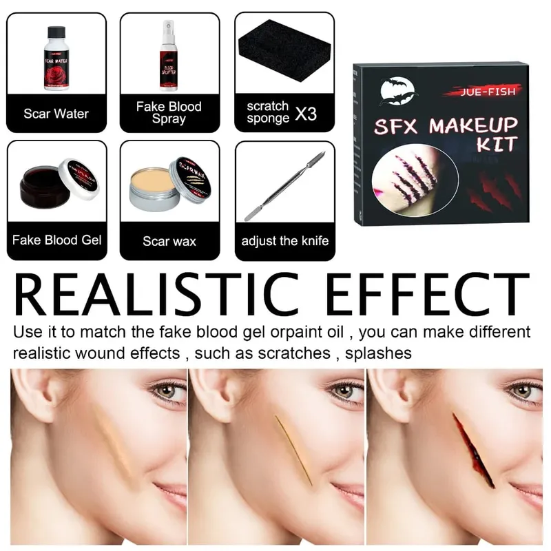 Halloween Face Painting Set Τσάντα μακιγιάζ Ειδικά εφέ Halloween Horror Cosplay Skin Wax Plasma Scar Painting Εργαλεία μακιγιάζ — image 3