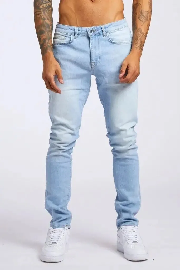 Ανδρικό τζιν ελαστικό Skinny μονόχρωμο Stretch Pencil Παντελόνι Slim Fit Τζιν Τζιν Τζόγκινγκ Streetwear Cowboy Casual Παντελόνι Blck