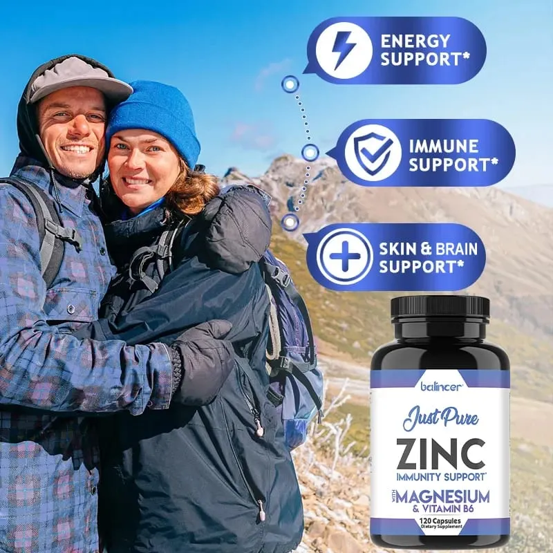 Zinc Supplements - Promotes Energy Production Supports Immune System and Overall Health Non-GMO Gluten-Free