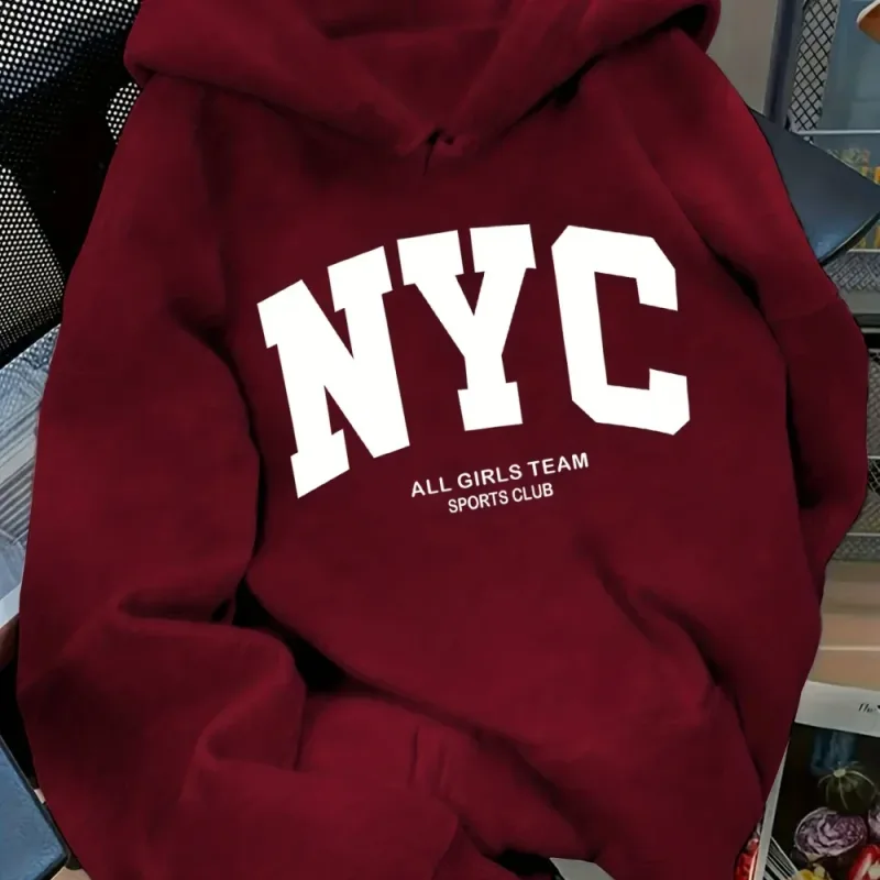 Novità Autunno/Inverno, comoda felpa con cappuccio blu navy della squadra di New York - felpa con cappuccio street style per coppie a maniche lunghe, pullover casual con POC — image 8