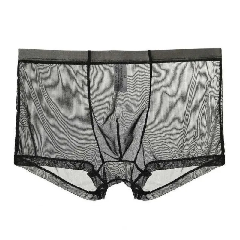 Transparent Boxers for Men See Through Male Underpants Sexy Mesh Low Waist Ice Silk Thin Cooling Men Panties Men Underwear — image 5
