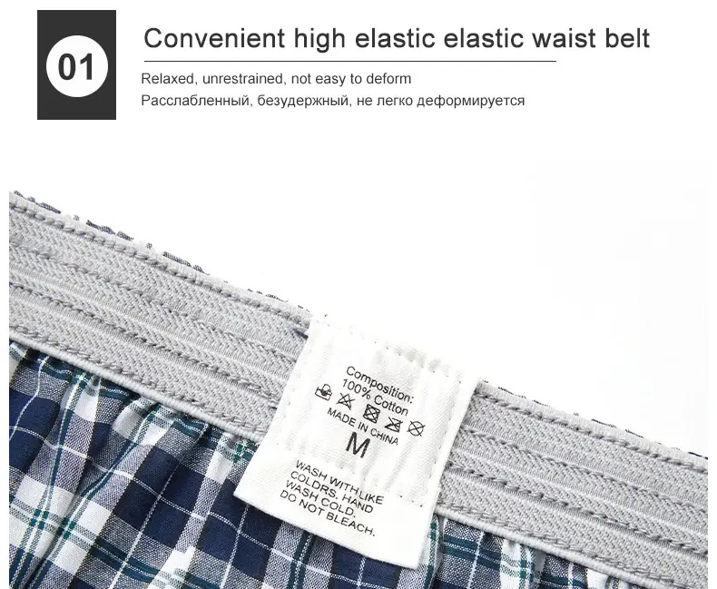 3/5/10Pcs/lot Boxer Men Underwear Cotton Man Short Breathable Plaid Flexible Shorts Boxer Male Underpants Plus Size BoxerShorts — image 3