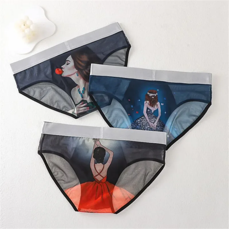 Novelty Cartoon Mesh Briefs Men Underwear NEW 2026 Male U Convex Pouch Underpants Plus Size XL-4XL — image 8