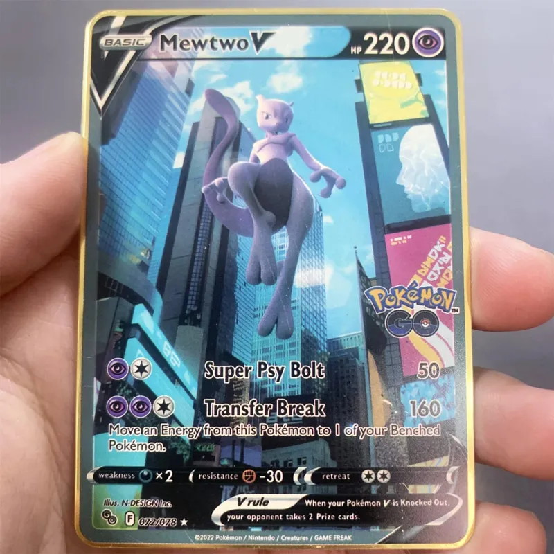Tiếng Anh Kim Loại Pokemon Thẻ DIY Arceus Mewtwo Charizard Pikachu Sắt Sáng Bóng Pokémon GX Vmax EX Trò Chơi Trẻ Em Bộ Sưu Tập Thẻ Đồ Chơi Quà Tặng