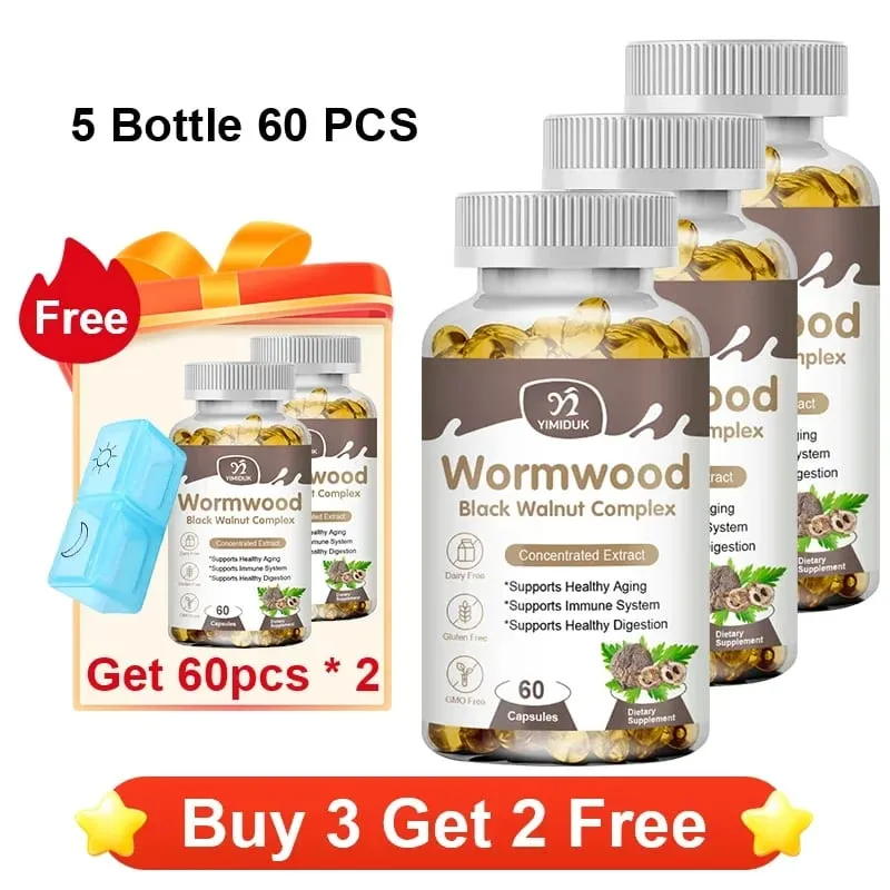 High Potency Parasite Cleanse Capsules Wormwood Black Walnut Sinusuportahan ang Intestinal Cleansing Detox at Gut Health para sa mga Matanda