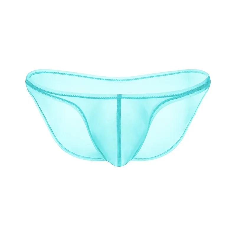 Men's Underwear Delicate Ice Silk Transparent Triangle Panties Personality Low Waist Briefs