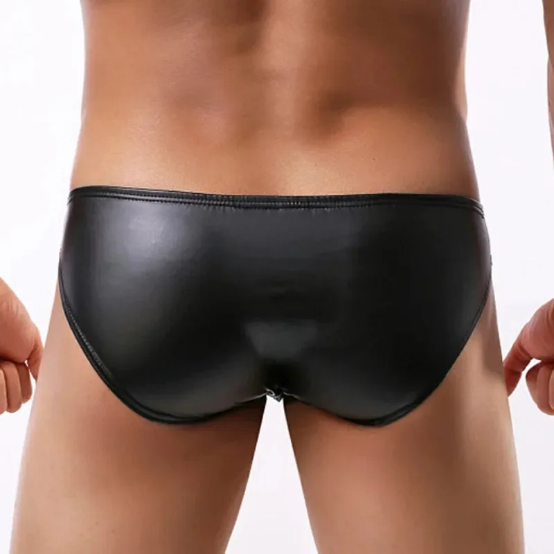 New PU Faux Leather Mens Bikini Briefs Trunks Slips Tights Hot Sexy Underwear Jockstrap Calzoncillos Ropa Panties Tanga Thong
