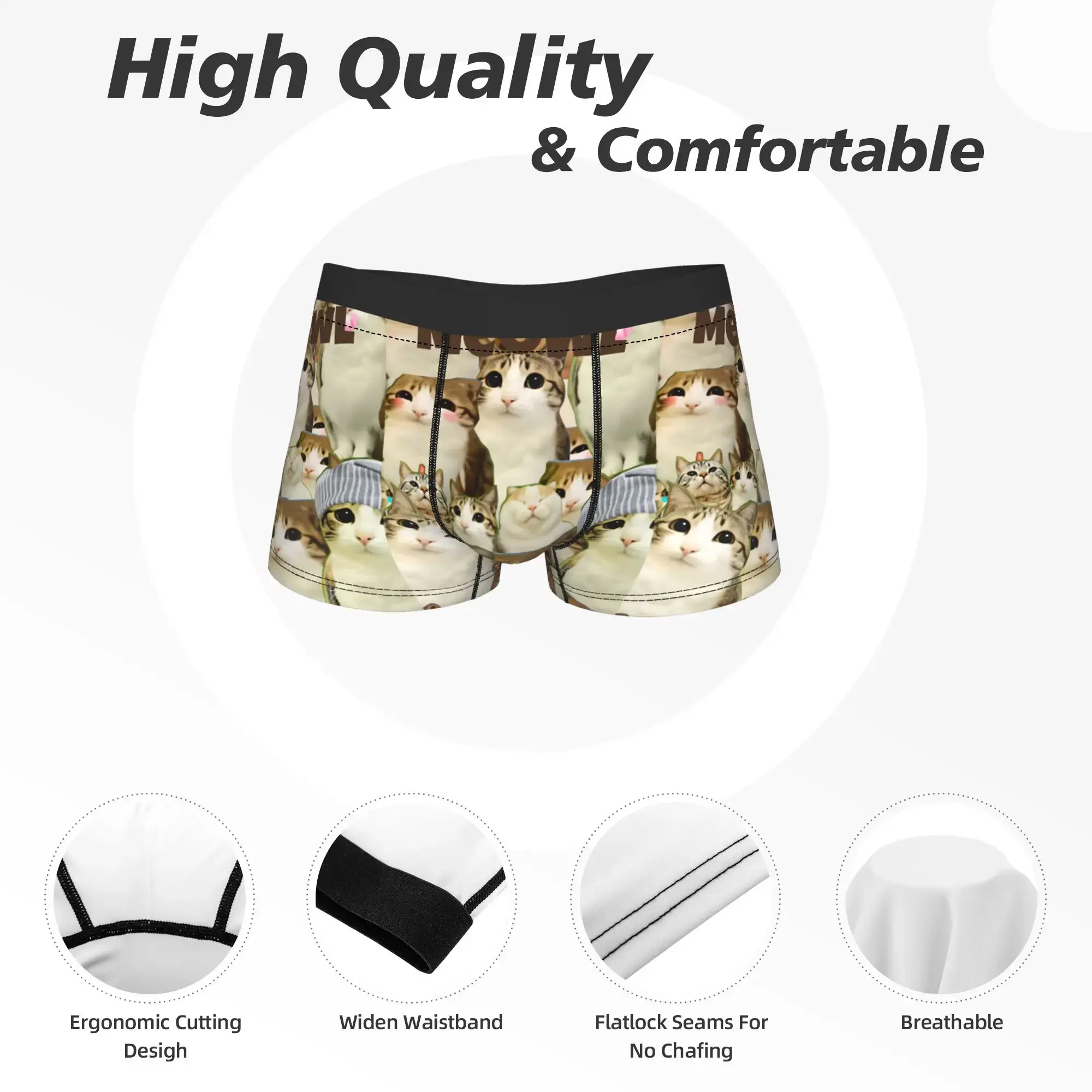 Meowl Cat Owl Cute Pet Aufkleber Unterwäsche Bequeme Höschen Zoll Boxershorts für Männer 3D-Beutel Übergröße Trunk — image 5