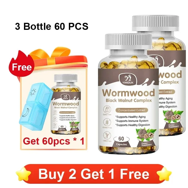 High Potency Parasite Cleanse Capsules Wormwood Black Walnut Sinusuportahan ang Intestinal Cleansing Detox at Gut Health para sa mga Matanda