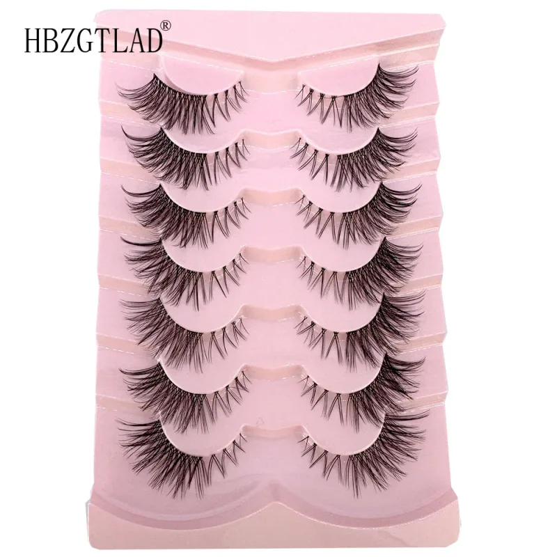 7/8PairsCat Eye Eyelashes manga Lashes 3D Clear Band Lashes naturalHalf Lashes End Eye Eyelonged Mink Eyelashes Αφράτες βλεφαρίδες — image 27
