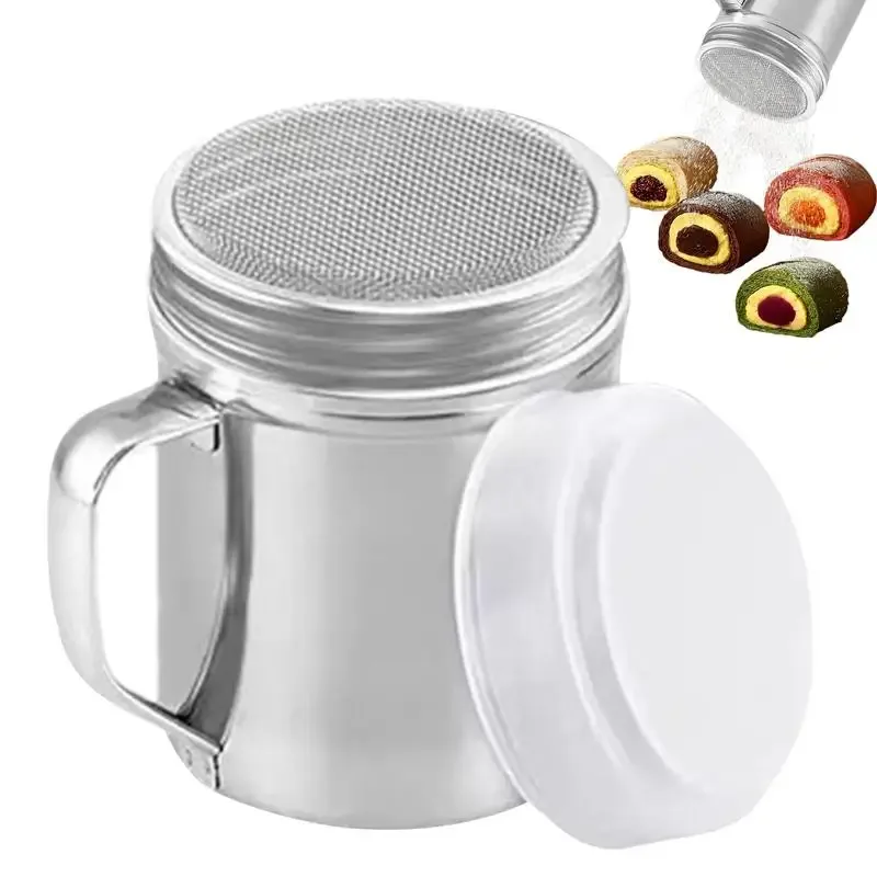 Stainless Steel Shaker Powdered Sugar Shaker Duster With Handle Metal Shakers Fine Mesh Pepper Shakers Salt And Pepper Shakers