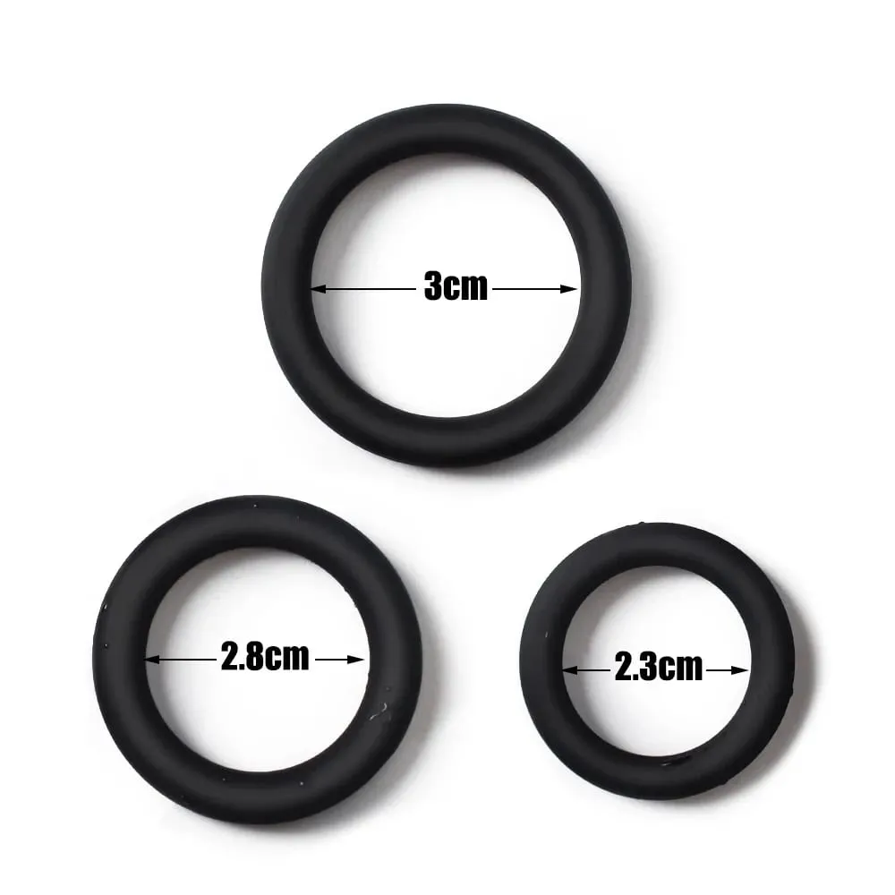 Cock Rings 3PCS Flash In The Night Lock Durable Silicone Penis Ring Sex Toys for Men Male Delay Ejaculation Scrotum Lock Ring — image 4