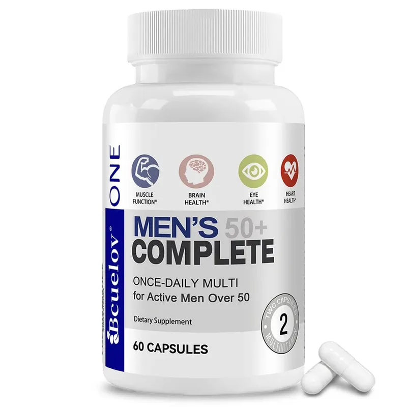 Men's 50+ Daily Super Multivitamin High Potency Formula for Brain Eye & Heart Health Vitamins A C D E K B1 to B12 Gluten Free — image 8