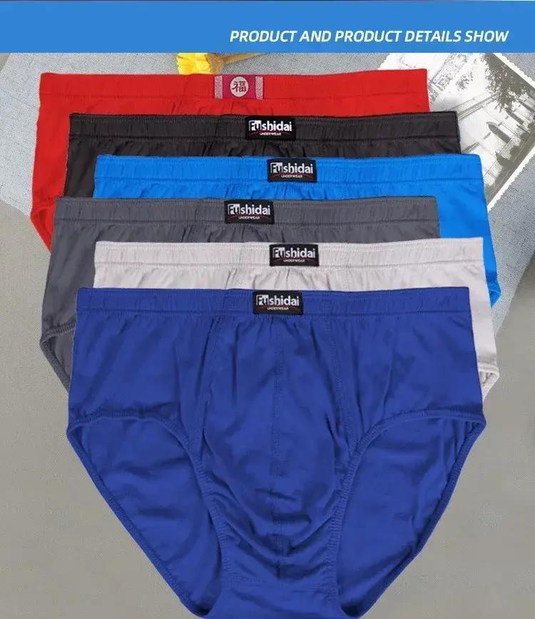6XL 8XL Big Men Underwear Cotton Anti Chafe Boxer Briefs No Ride Up Wide Waistband Underpants for Plus Size Heavy Men — image 1