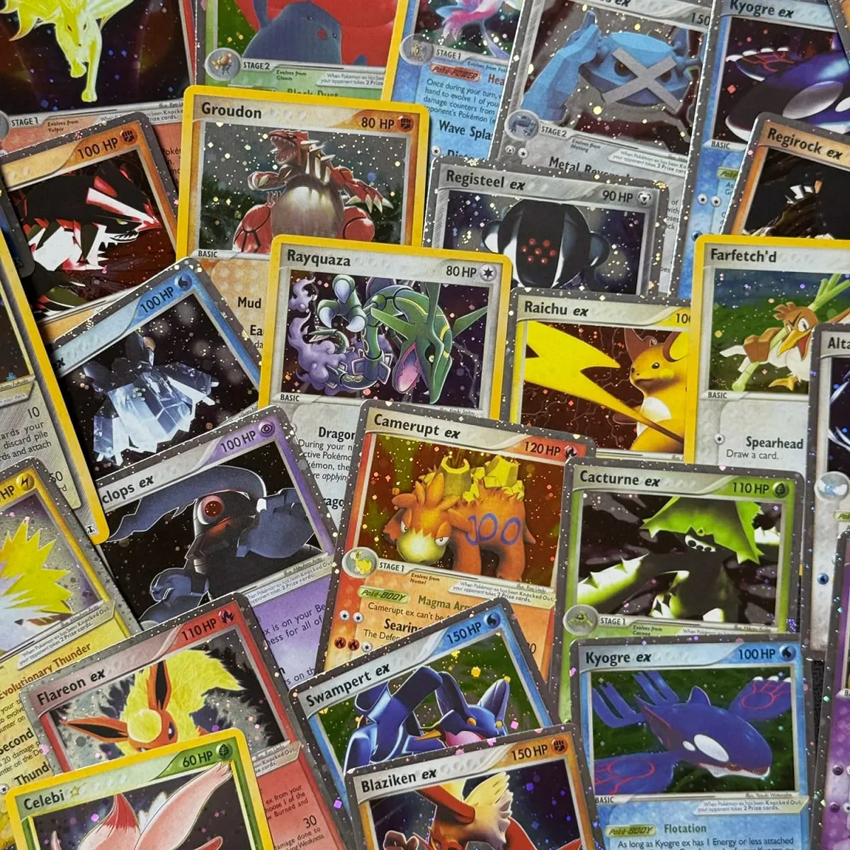 Κάρτες μεσολάβησης Ολογραφικά Emerald Cacturne Rayquaza Hidden Legends Kyogre Crystal Guardians Alakazam Star Flareon Metagross — image 2
