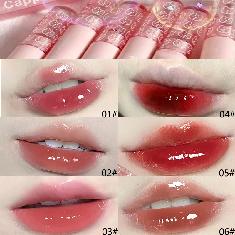 1 PC Mirror Water Lip Gloss דובדבן ורוד שקוף עמיד למים עמיד למים לחות עירום גוון שקוף זכוכית איפור שמן