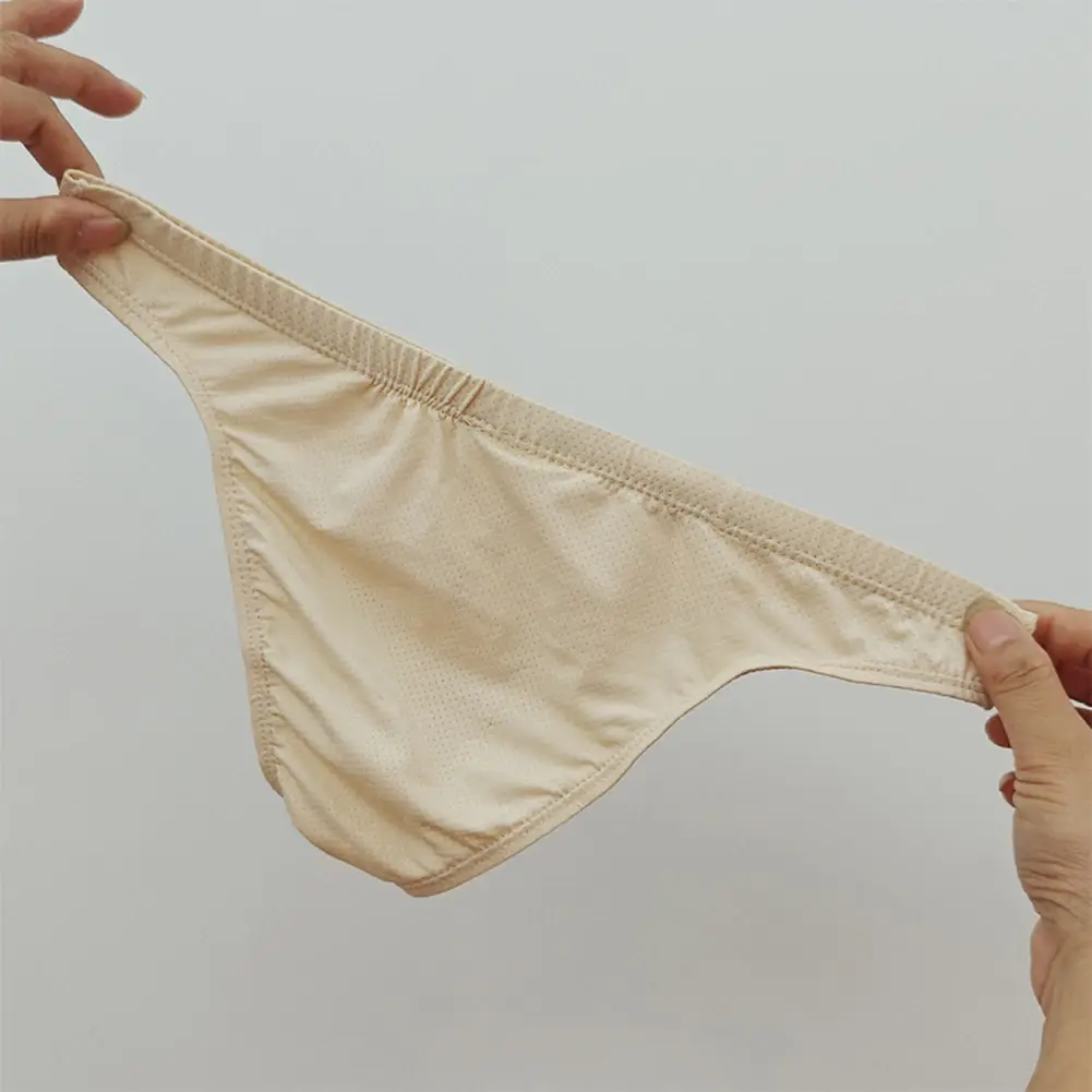 Sexy Skin Color Men Low Waist Mesh Breathable Jockstrap Pouch Half Hip Underwear Briefs Daily Fashion Panties