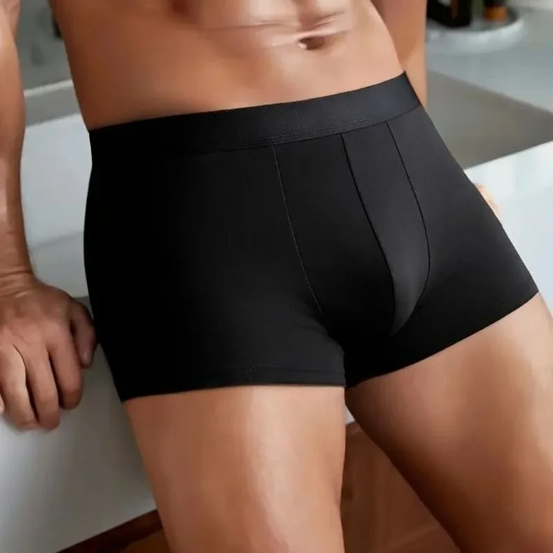 Men's Ice Silk Boxer Briefs Solid Color Quick-Dry Underwear Soft Breathable Low-Rise Trunks S-6XL Boys Underwear Boxershorts Men — image 1