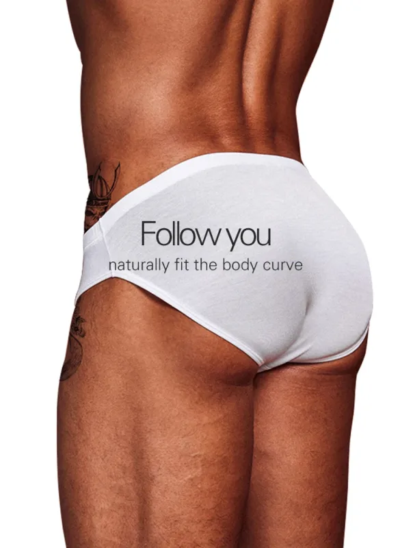 Men's Modal Ultra Thin Bare Feel Briefs, Low Rise High Elastic Breathable 3D Convex Pouch Underwear