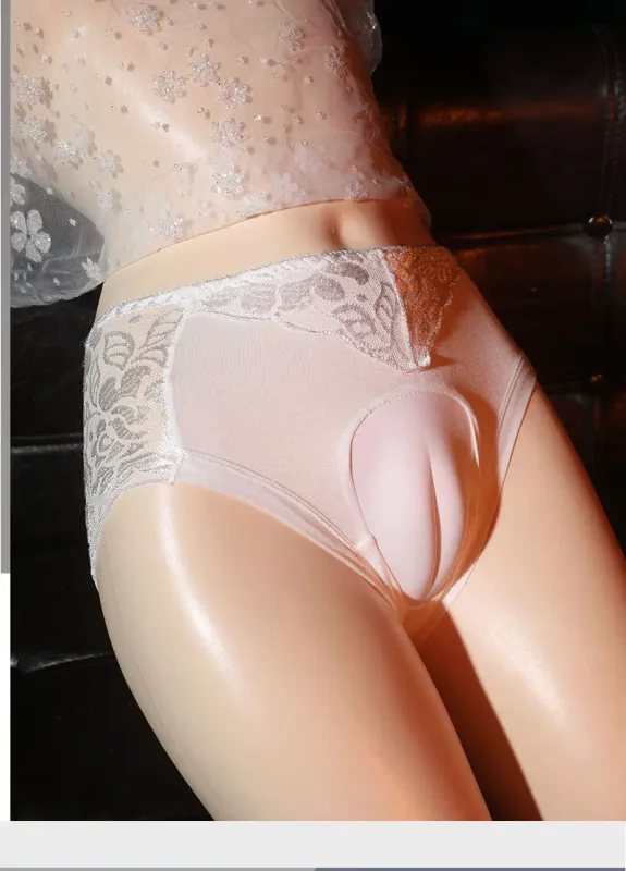 Sissy Panties Sexy Men Camel Toe Underwear Lace See Through Lingerie Transvestit Crossdressing Fake Vagina Artificial Briefs