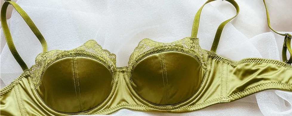 Women Half Cup Lace Bra Set Thin Underwire Sexy Minimizer Bra Anti-Sag Side Support Itago ang Kili-kili Fat Ladies Lingerie Set 2‑38