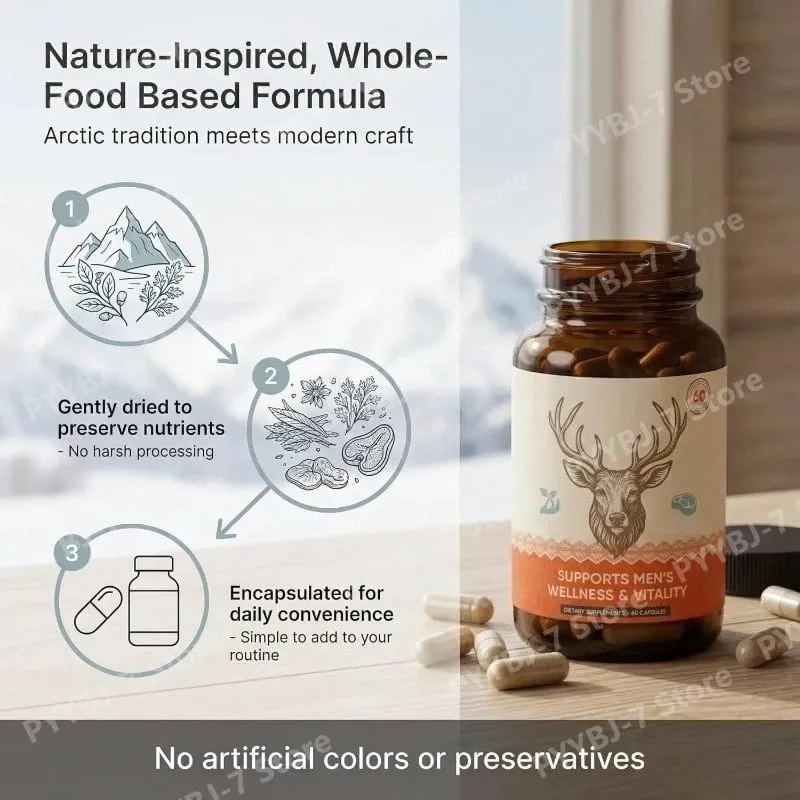 Arctic Herbal Blend Supplement for Men Daily Support for Energy Stamina Overall Wellness Daily Health Supplements 60 Capsules