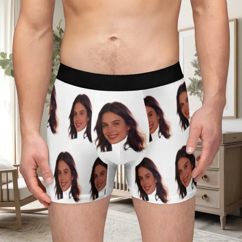 Personalized facial photos customized underwear flat cornered men's Valentine's Day gift for husband anniversary gift for fath