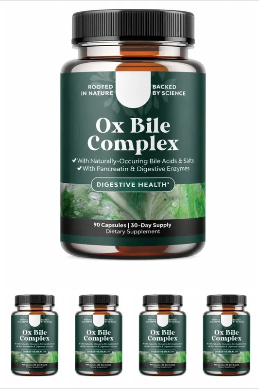 Digestive Enzyme Ox Bile Supplements with Pancreatin & Bromelain 90 Capsules 30 Servings for Women & Men