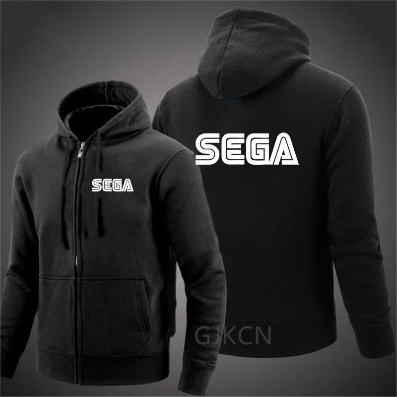 Sudaderas para hombre, jersey Sega de otoño, chaqueta informal con cremallera para hombre, Sudadera con capucha para exteriores, sudadera de otoño de Color sólido con cuello alto