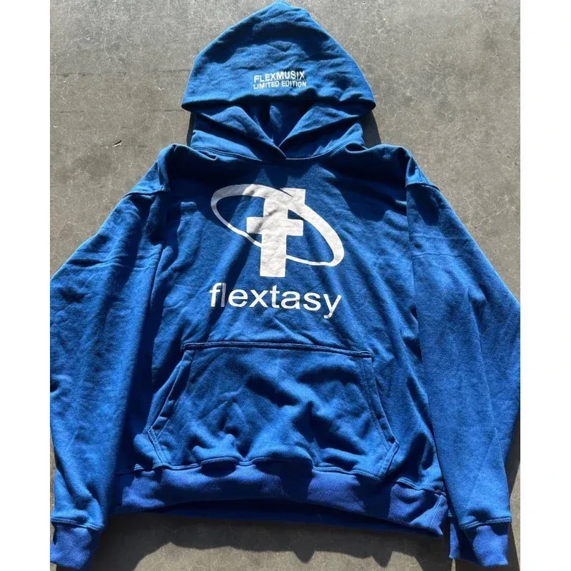 2000s Fashion Harajuku Hoodie Print Casual Gothic Klein Blue Streetwear Unisex New Trendy Hip Hop Sweatshirt Oversized Clothes