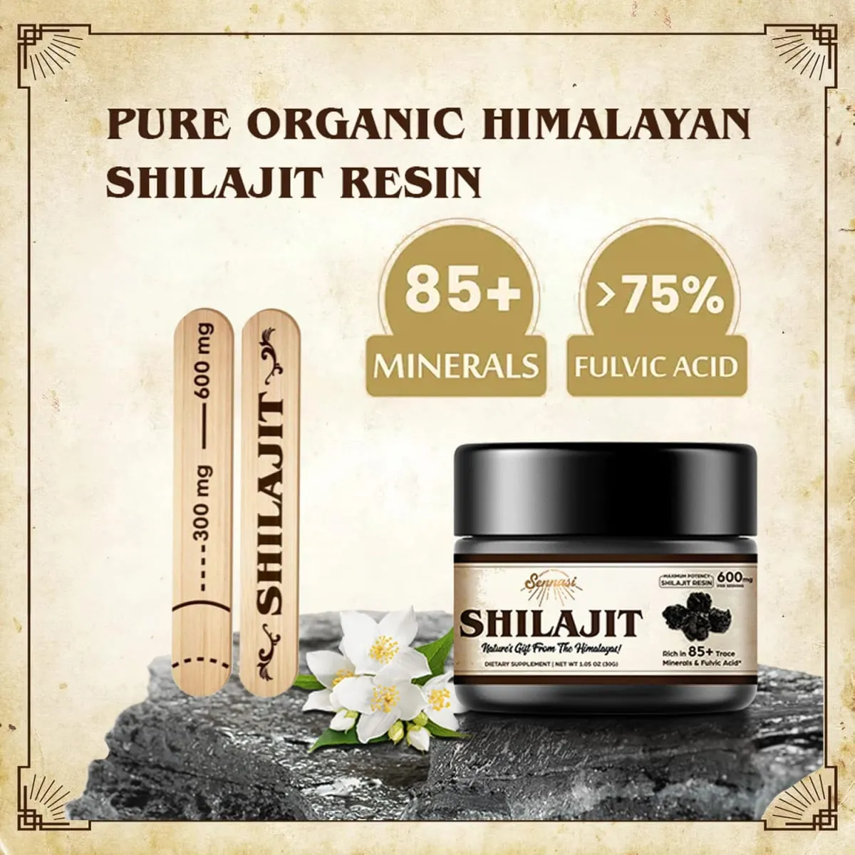 Shilajit Pure Himalayan Organic Shilajit Resin - 600mg Maximum Potency Natural Organic Shilajit Resin with 85+ — image 2