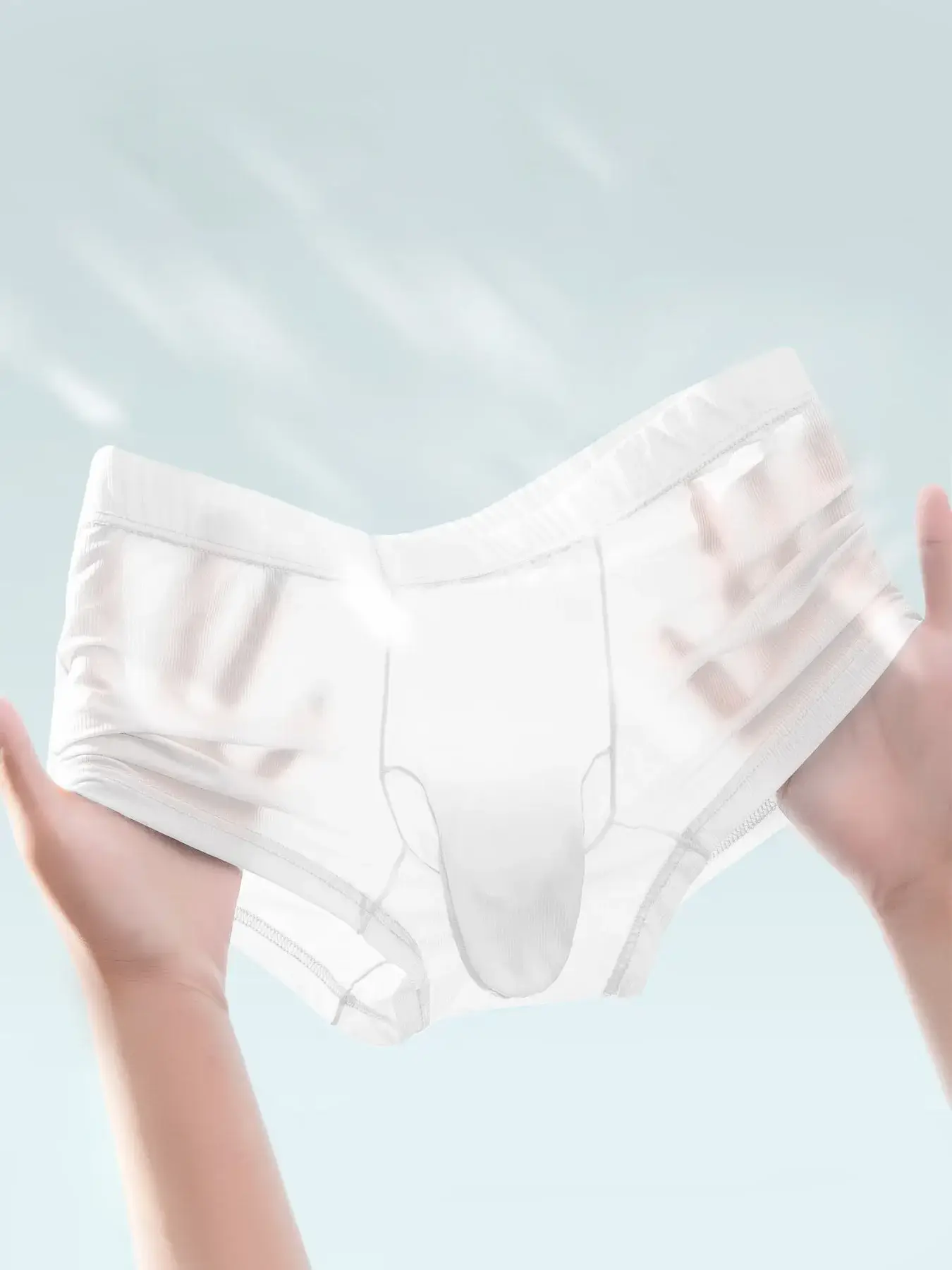 Transparent Boxer Briefs Men Sexy Underwear Ultra Thin Underpants See Through Ice Silk Knickers Smooth Glossy Lingerie Shorts