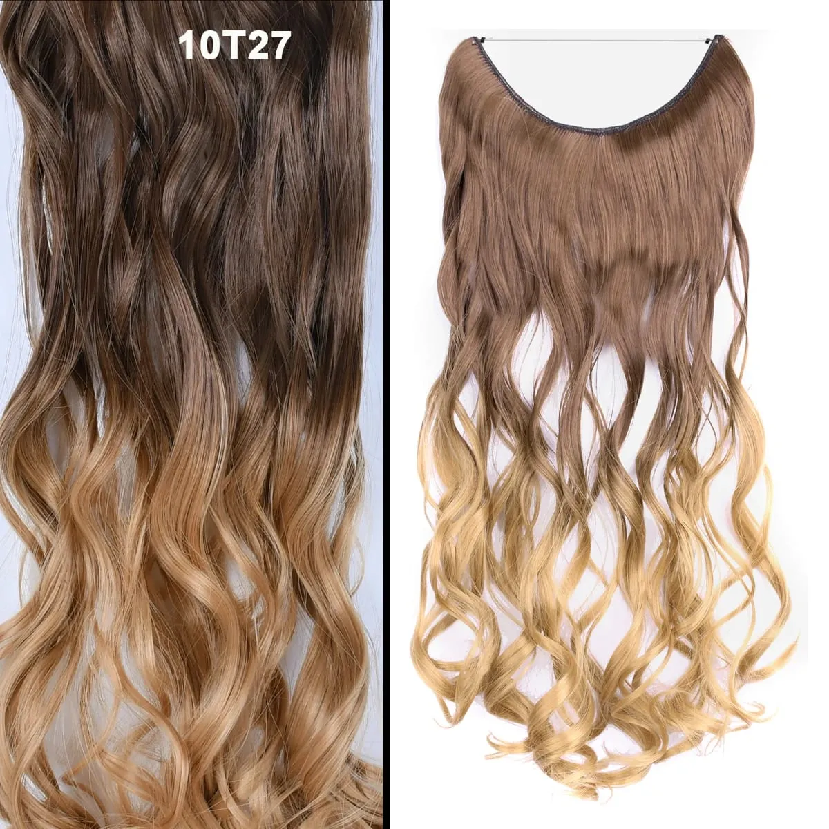 Jeedou κυματιστά μαλλιά Extension Elasticity Αόρατο σύρμα Fish Line One Piece No Clips Συνθετικά Hairpieces Ombre Χρώμα για γυναίκες — image 49
