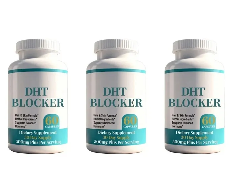 DHT Blocker Capsules with Biotin 5000mcg Vitamin C D E B6 & Zinc for Healthy Hair and Skin Support Gluten-Free 60 Count