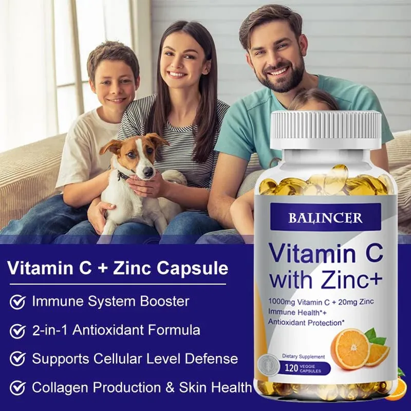 C-vitamin cinkkel Biológiailag hozzáférhető aszkorbinsav, cink-oxid, nem GMO és gluténmentes kiegészítő