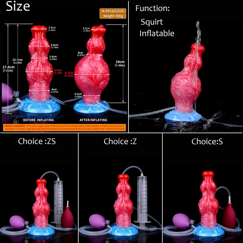 Silicone Inflatable Ejaculation Knot Dildo Adjustable Girth Squirting Fantasy Horse Penis Adult Sex Toys Anal Dilator