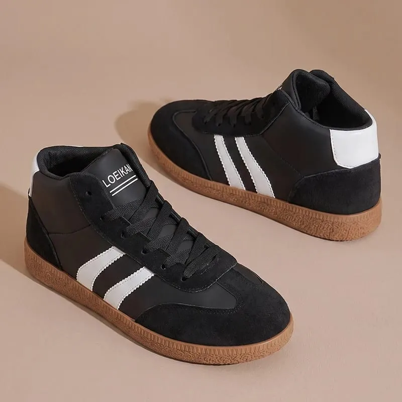 Men High‑Top Retro Sneakers Soft Upper Rubber Sole Lace‑Up All‑Match Shoes For Daily Casual Street Campus City Walking